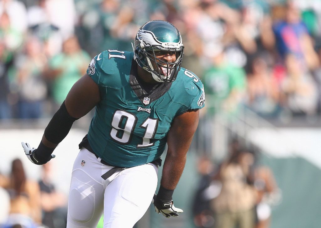 August 22, 2015: Philadelphia Eagles defensive end Fletcher Cox (91) looks  on during the NFL preseason game between the Baltimore Ravens and the Philadelphia  Eagles at Lincoln Financial Field in Philadelphia, Pennsylvania.