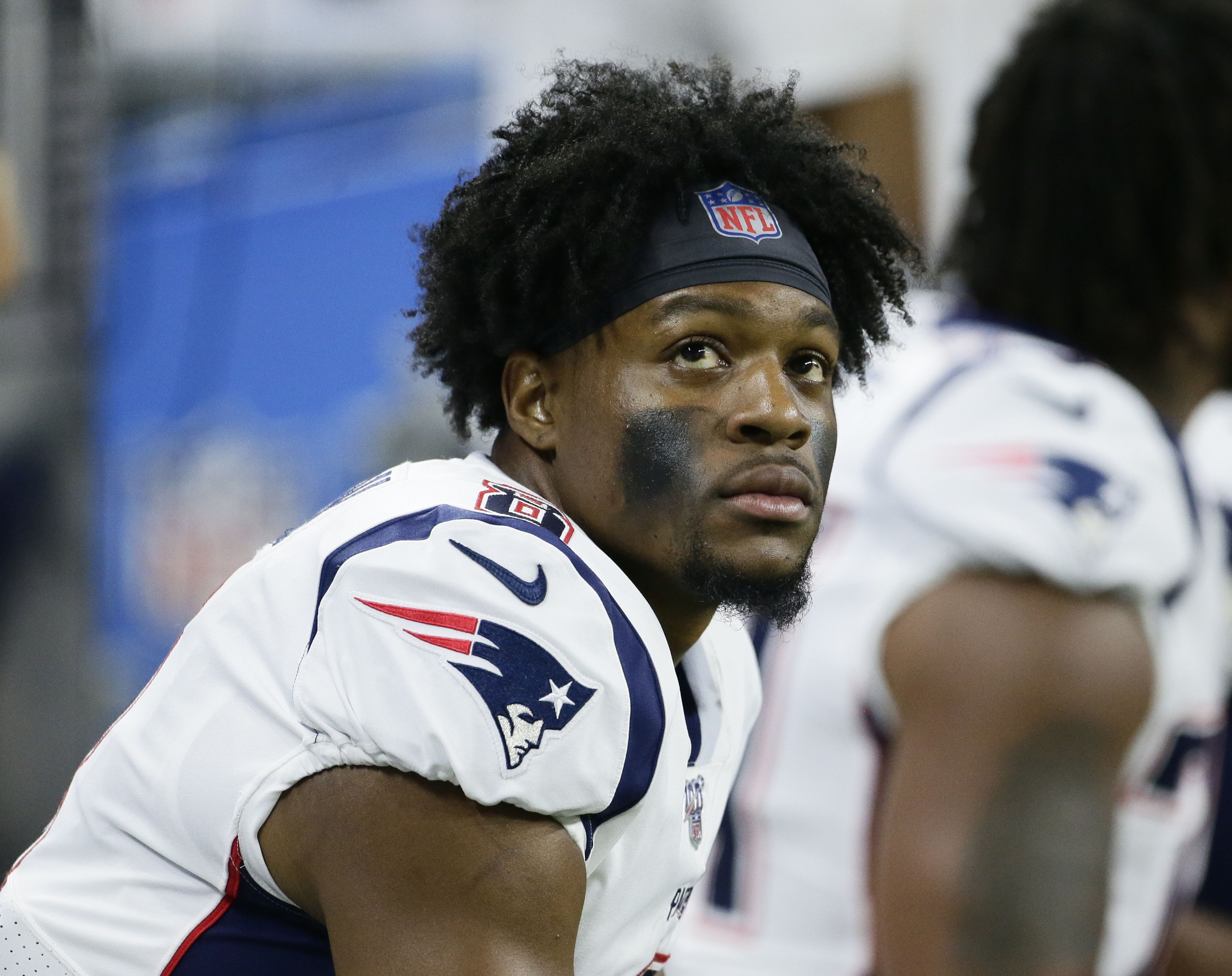 New England Patriots wide receiver N'Keal Harry dives for the pylon after  catching a pass again …