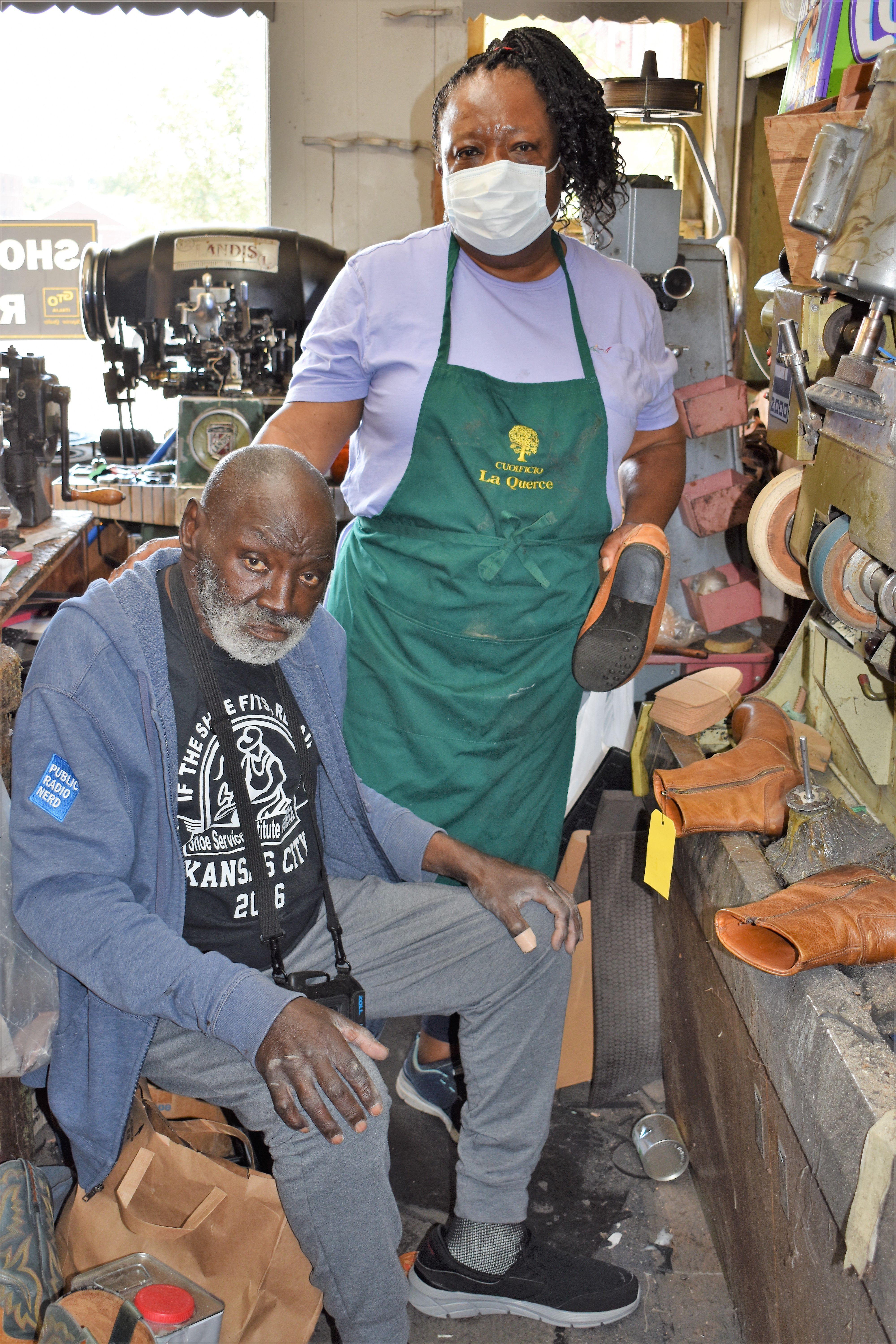 Ace Shoe Repair's owner, Mr. Willie, gets support from nearby