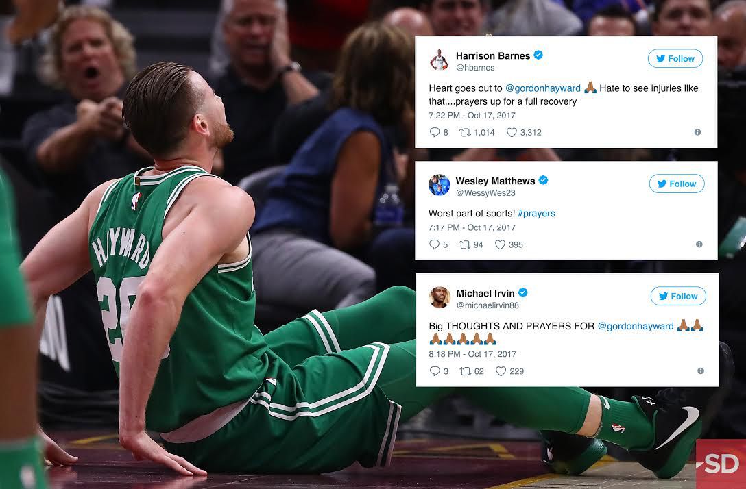 Yahoo Sports on X: The reaction as Gordon Hayward goes down with