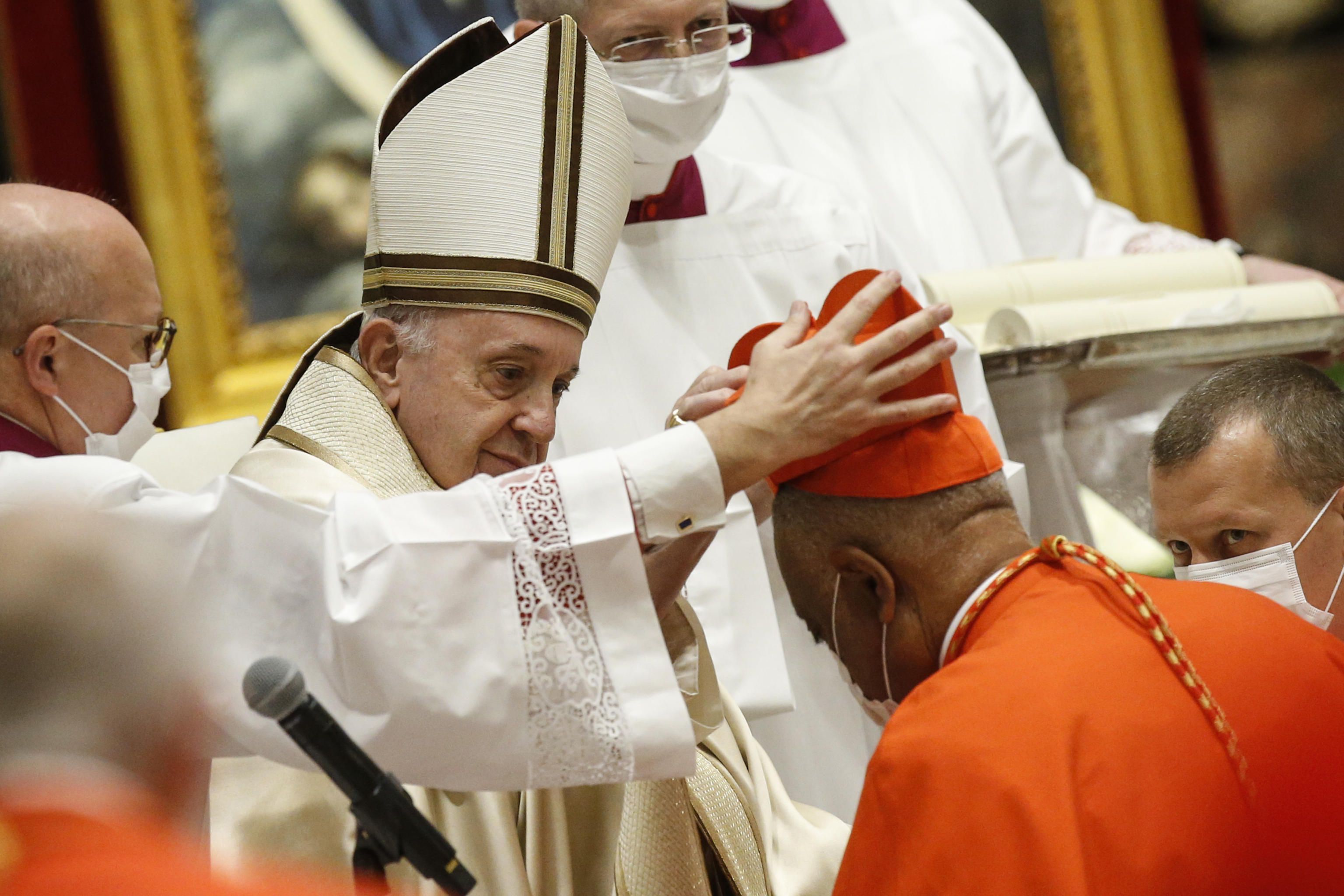 Pope Francis, with new cardinals, warns Catholic Church against