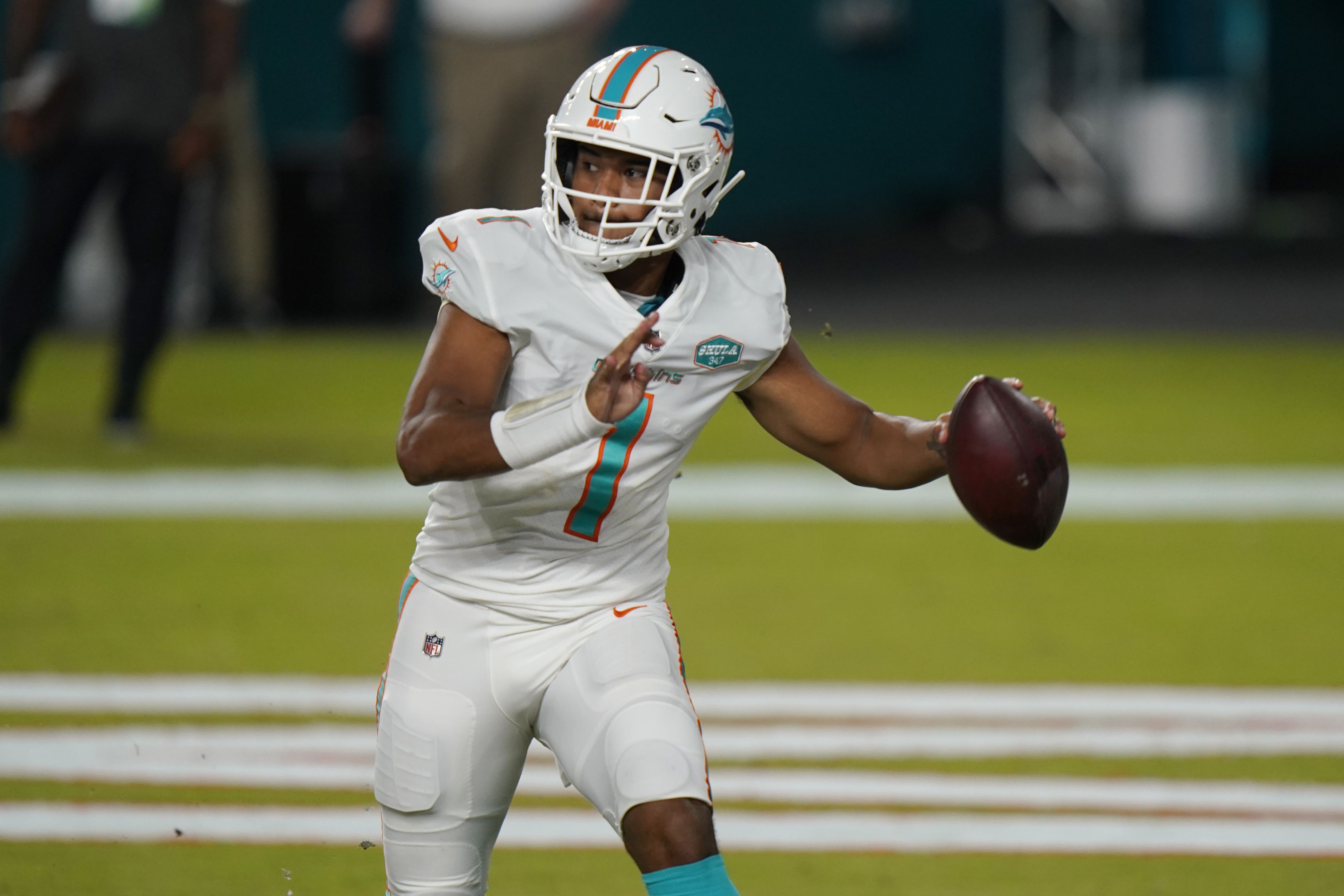 Quarterback Ryan Fitzpatrick celebrates a touchdown during the Dolphins'  24-0 win over the Jets. ⁠ ⁠ 