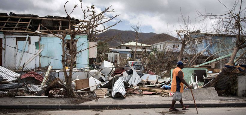 A man walks on a street on September 10