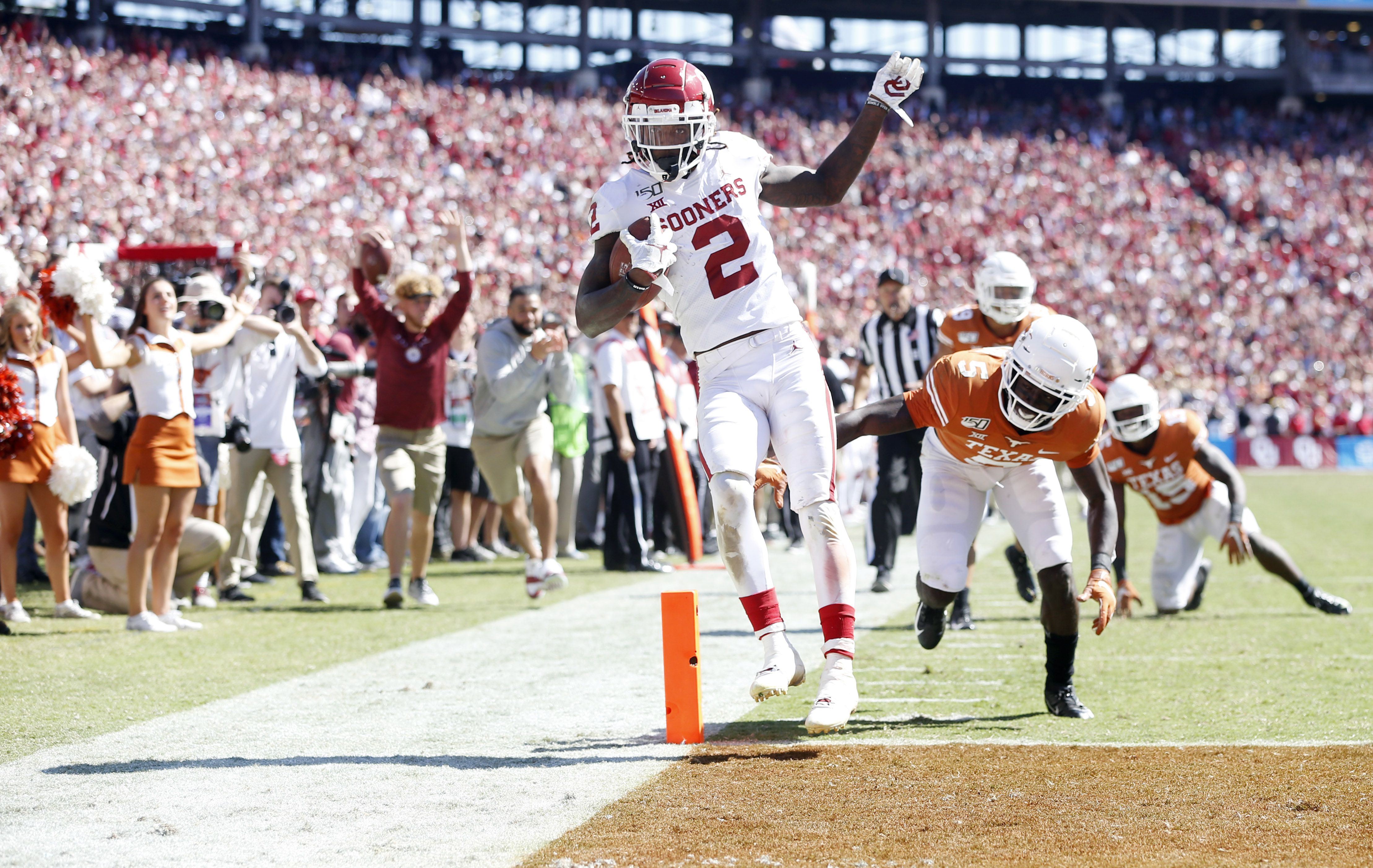 CeeDee Lamb Oklahoma Sooners Unsigned Touchdown Celebration Photograph