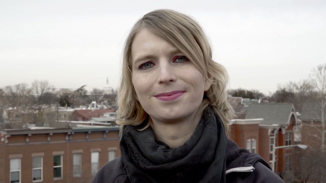 This frame from video released by the Chelsea Manning Senate campaign