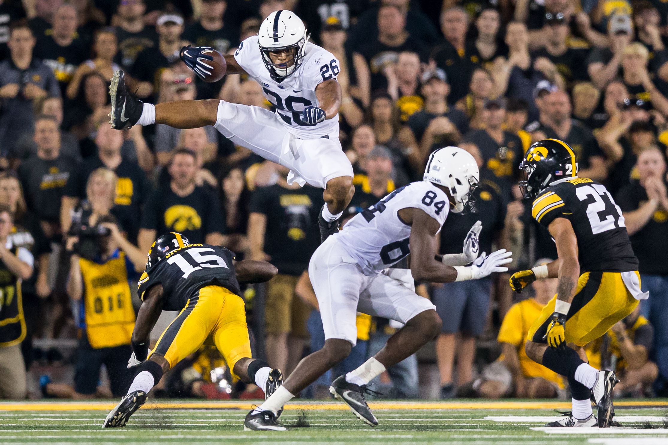 20 September 2014: The back of the jersey of Penn State QB Christian  Hackenberg (14). The Penn State Nittany Lions defeated the University of  Massachusetts Minutemen 48-7 at Beaver Stadium in State