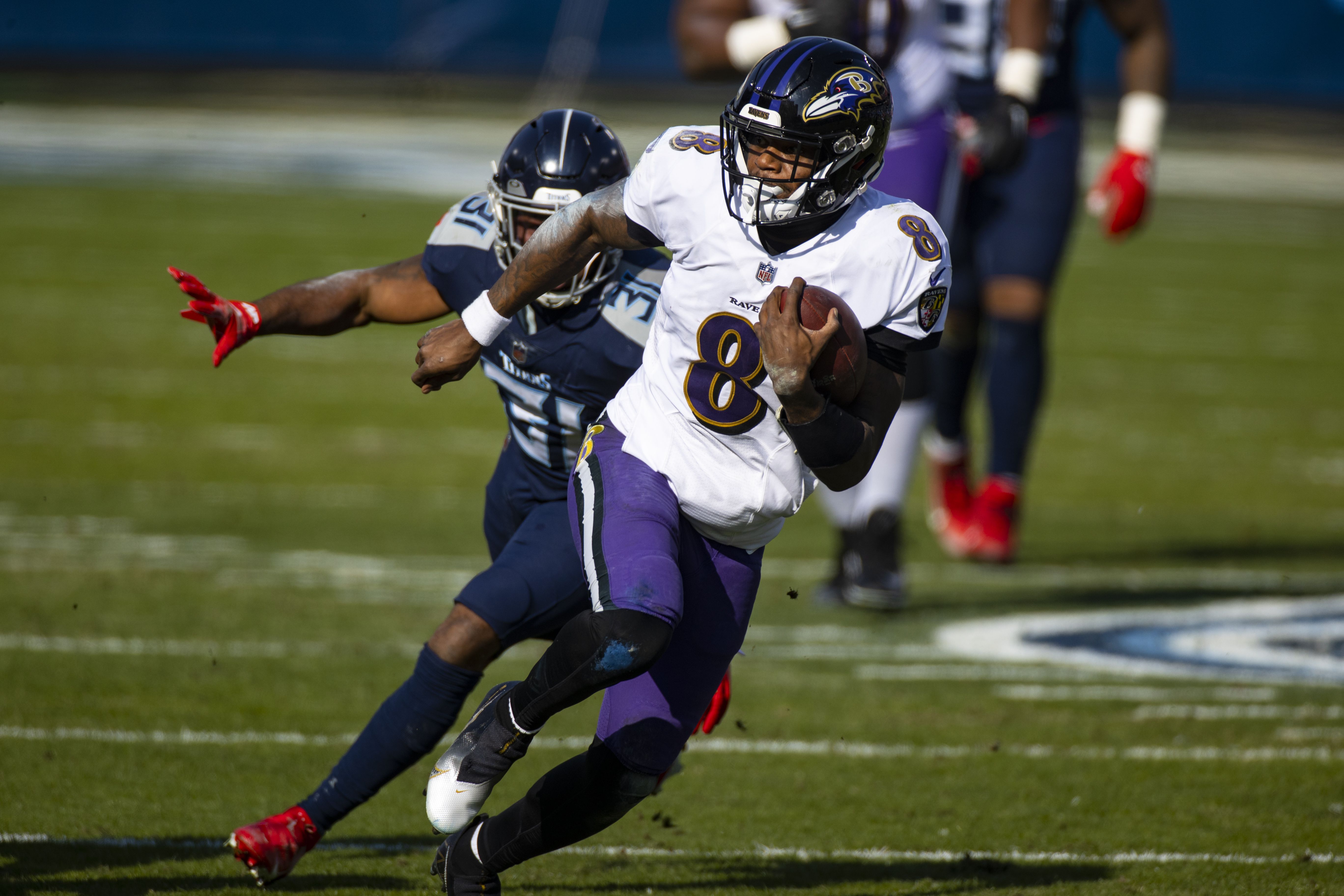 Bills RB Devin Singletary and Baltimore QB Lamar Jackson are long