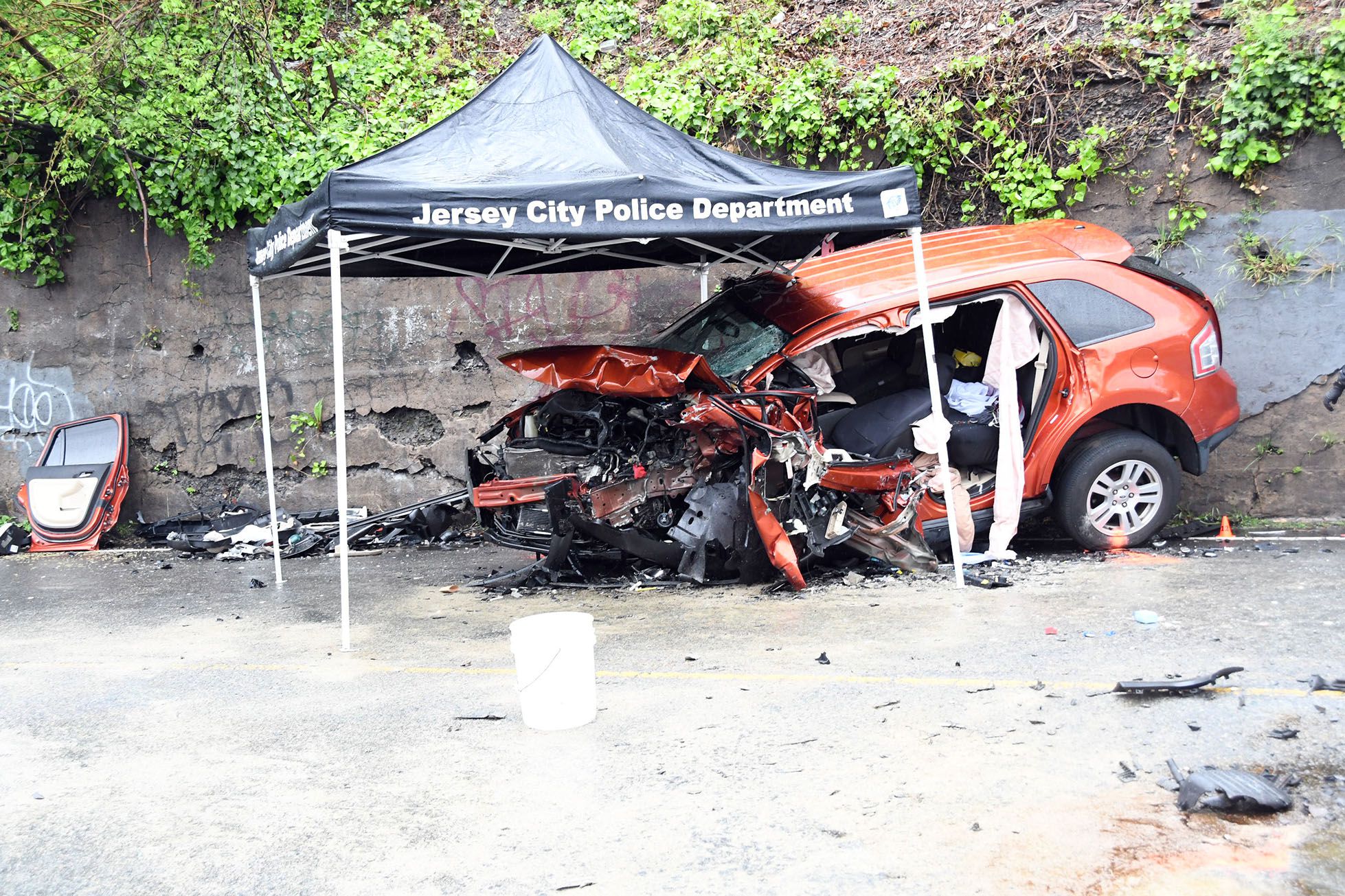 Jersey City NJ crash scene on Paterson Plank Road