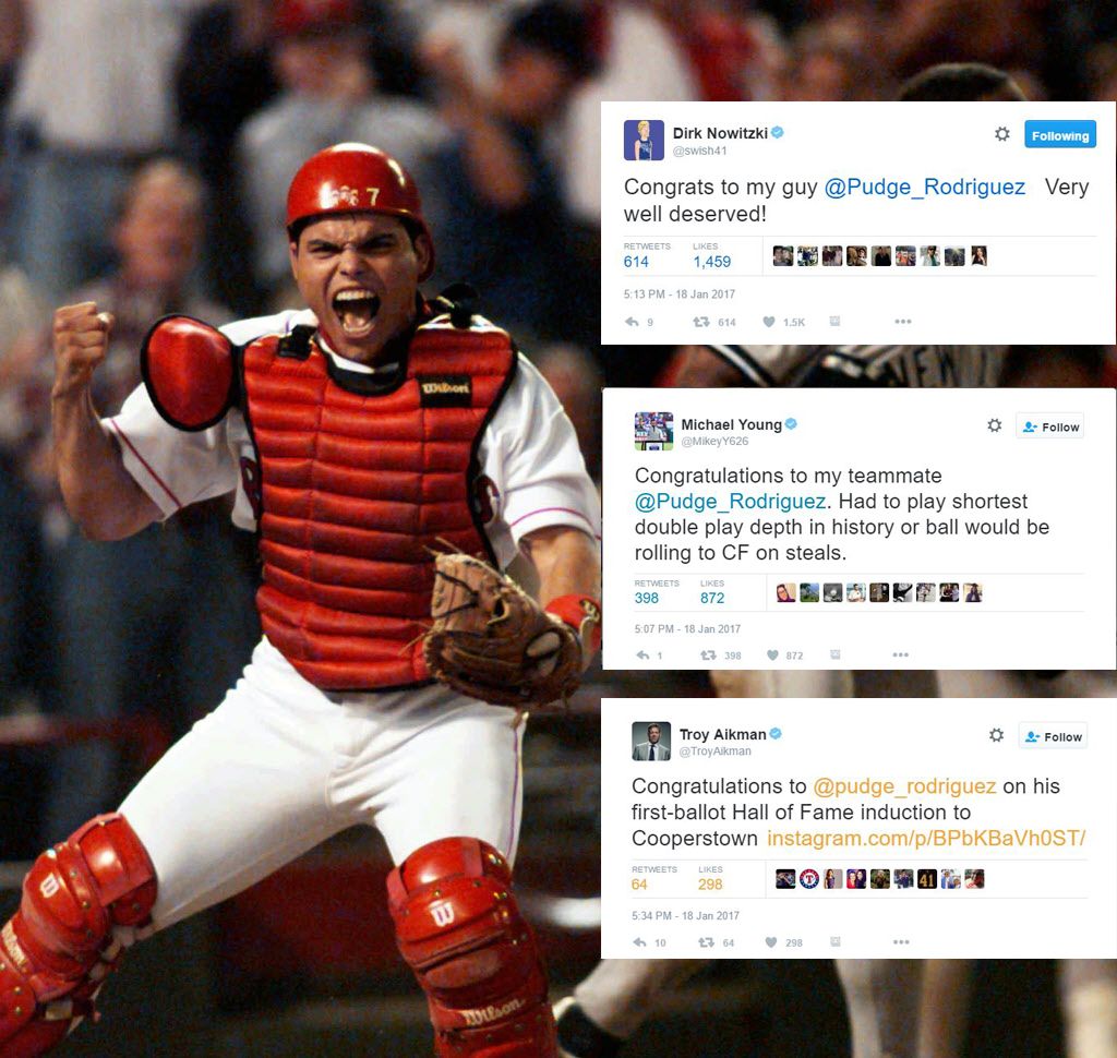 Johnny Bench Quote: “Well, you know, Pudge Rodriguez, obviously is as good  as it gets.”