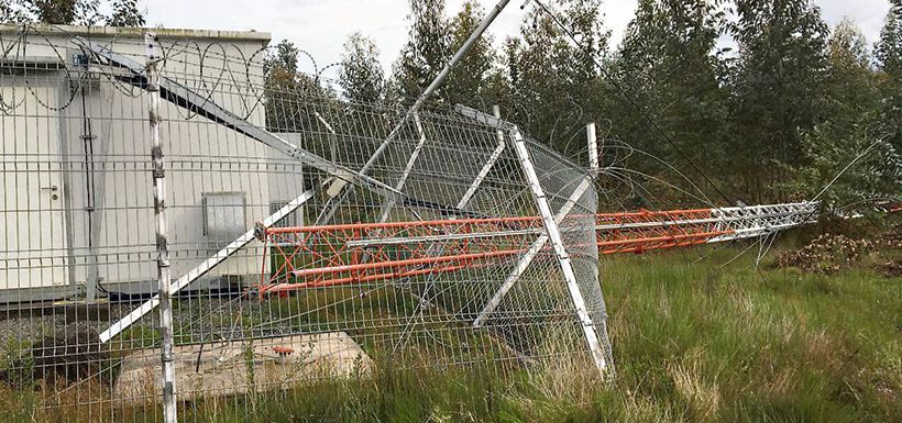 Una de las antenas que fueron dañadas en Ercilla.