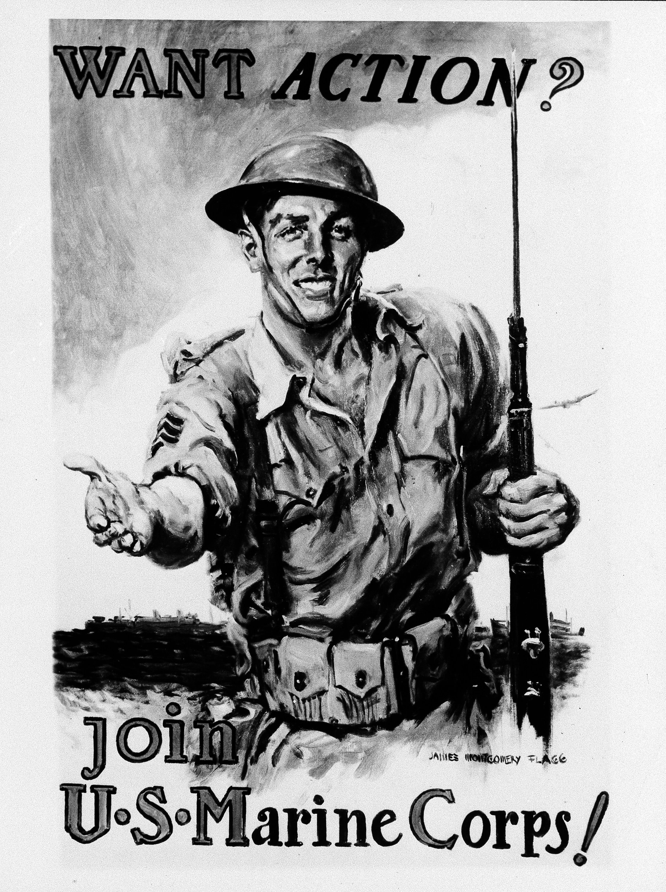 US Marines Recruitment Poster PHOTO WWII USMC Marine Corps Recruiter