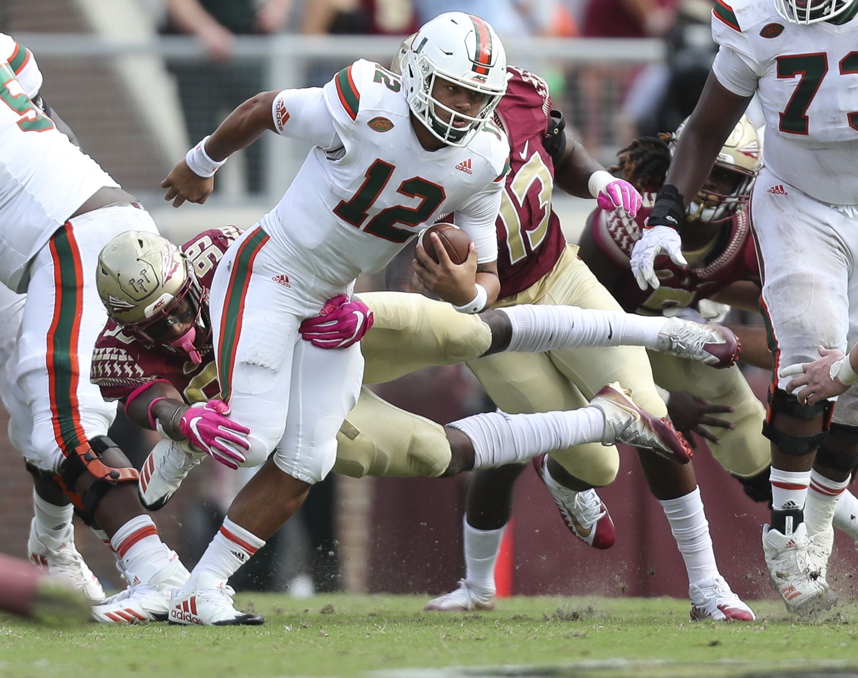 Florida State linebacker Brian Burns poses with his new team