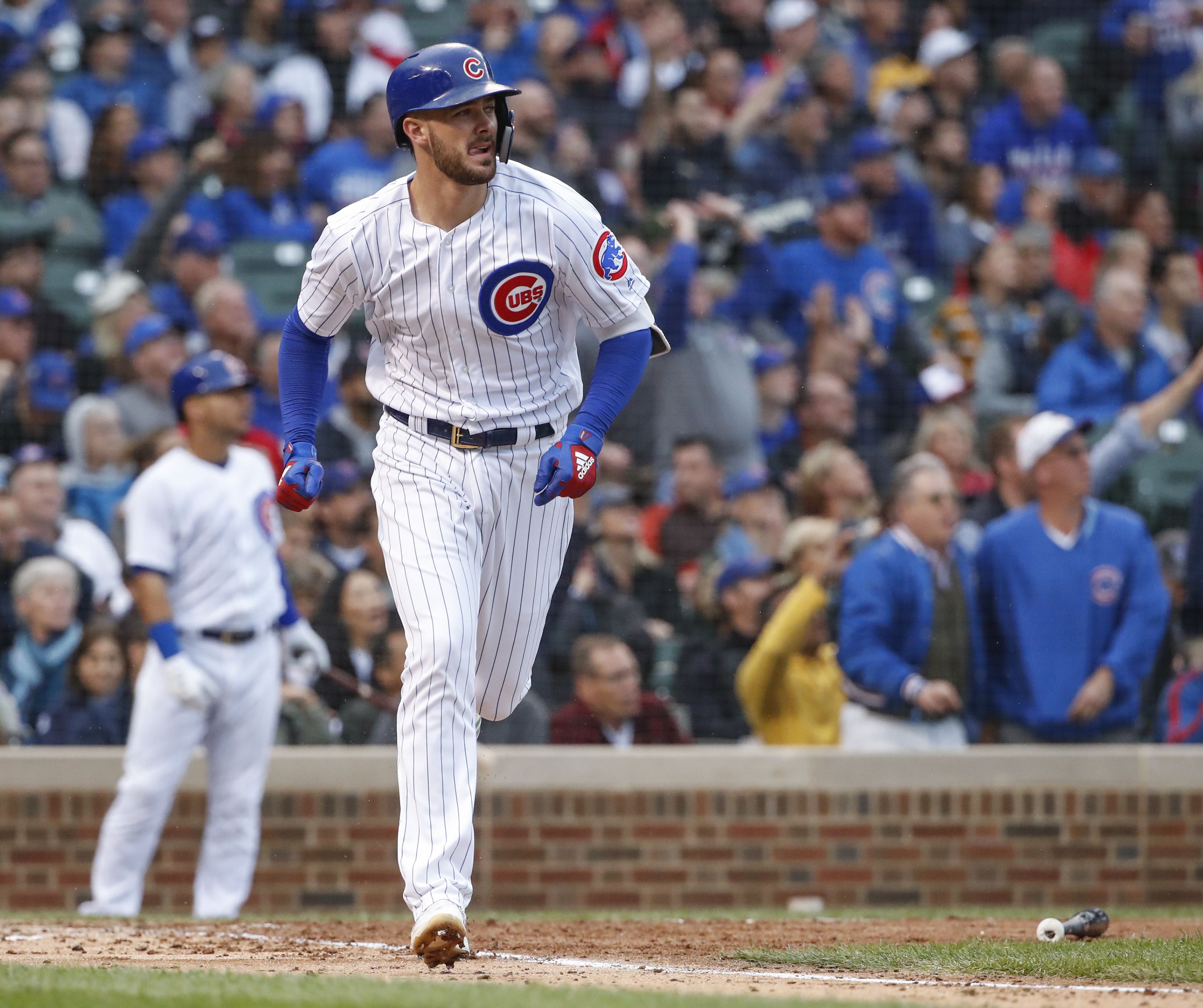 Pedro Strop hits a home run off Anthony Rizzo 