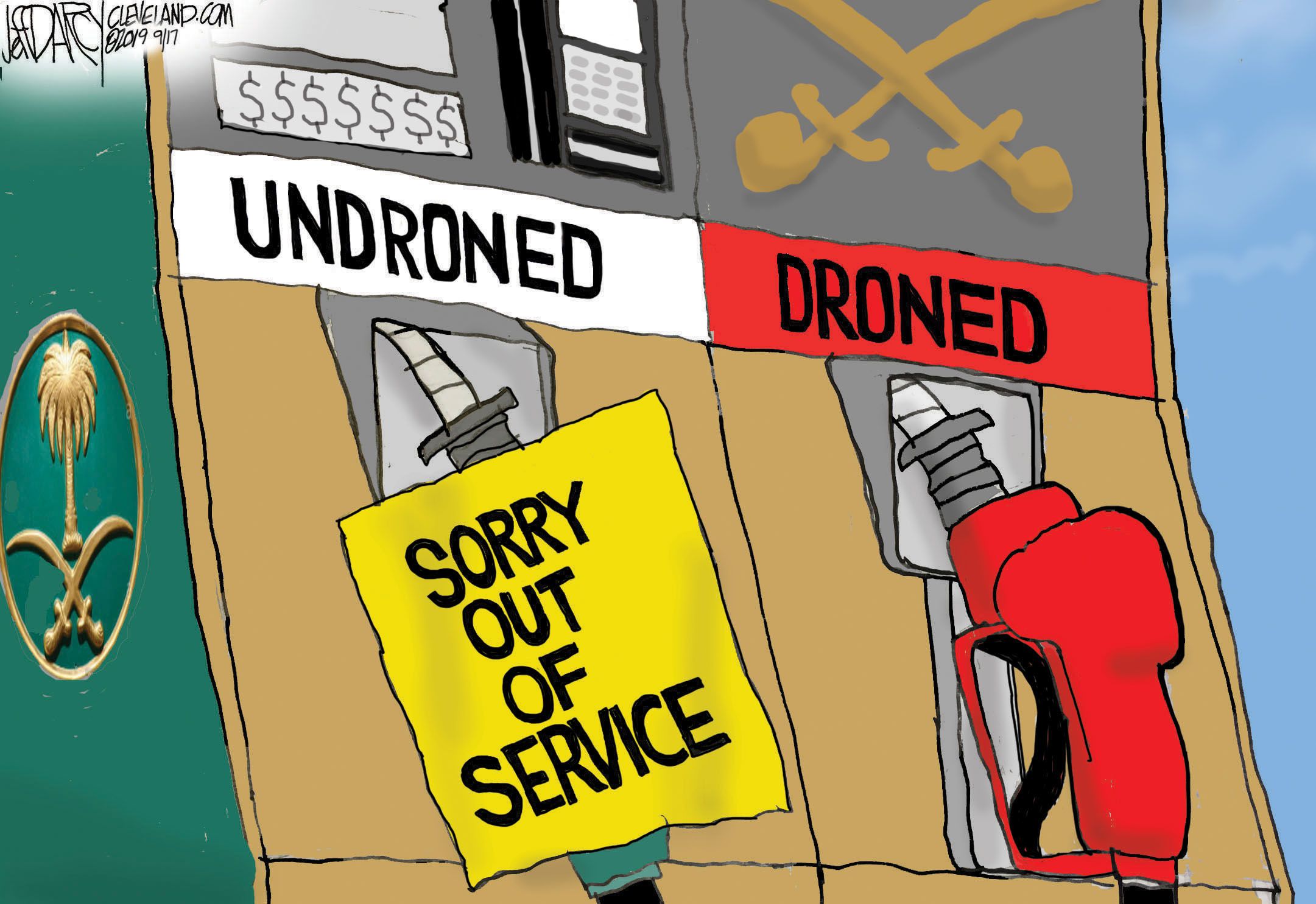 Drone attack adds lead to Saudi oil supply: Darcy cartoon 
