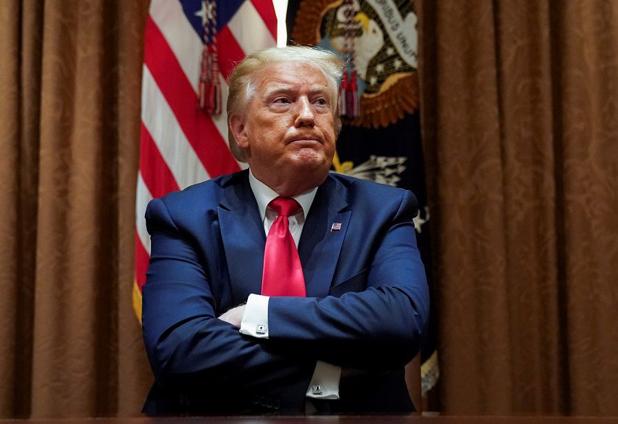 U.S. President Trump holds a meeting with black supporters in the Cabinet Room at the White House in Washington