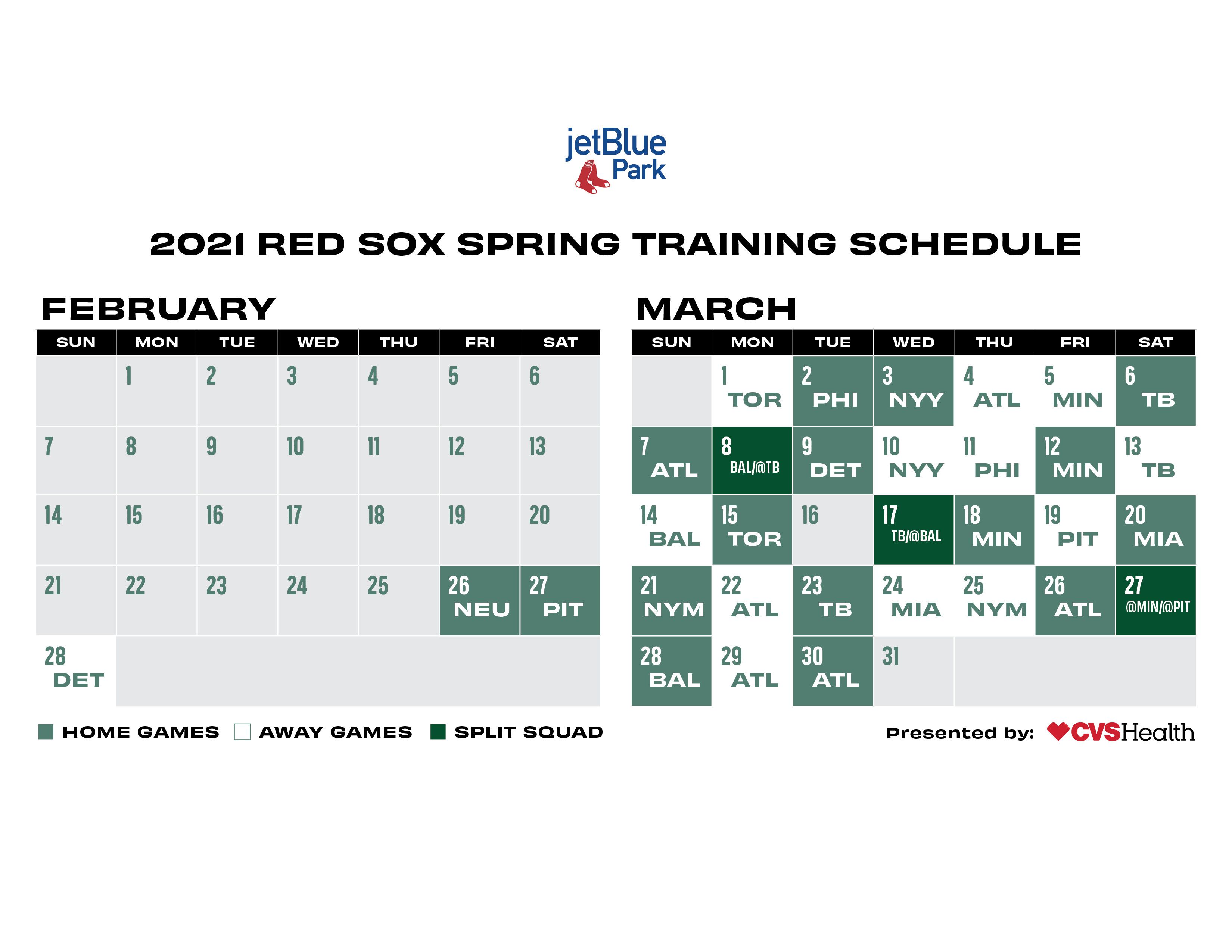 Red Sox spring training schedule: Boston opens up 2021 vs