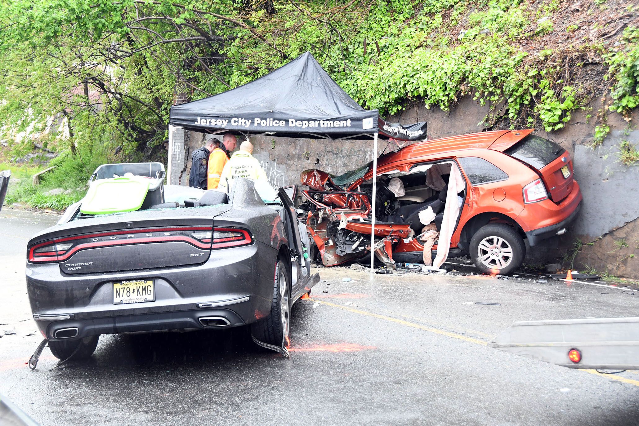 Jersey City NJ crash scene on Paterson Plank Road