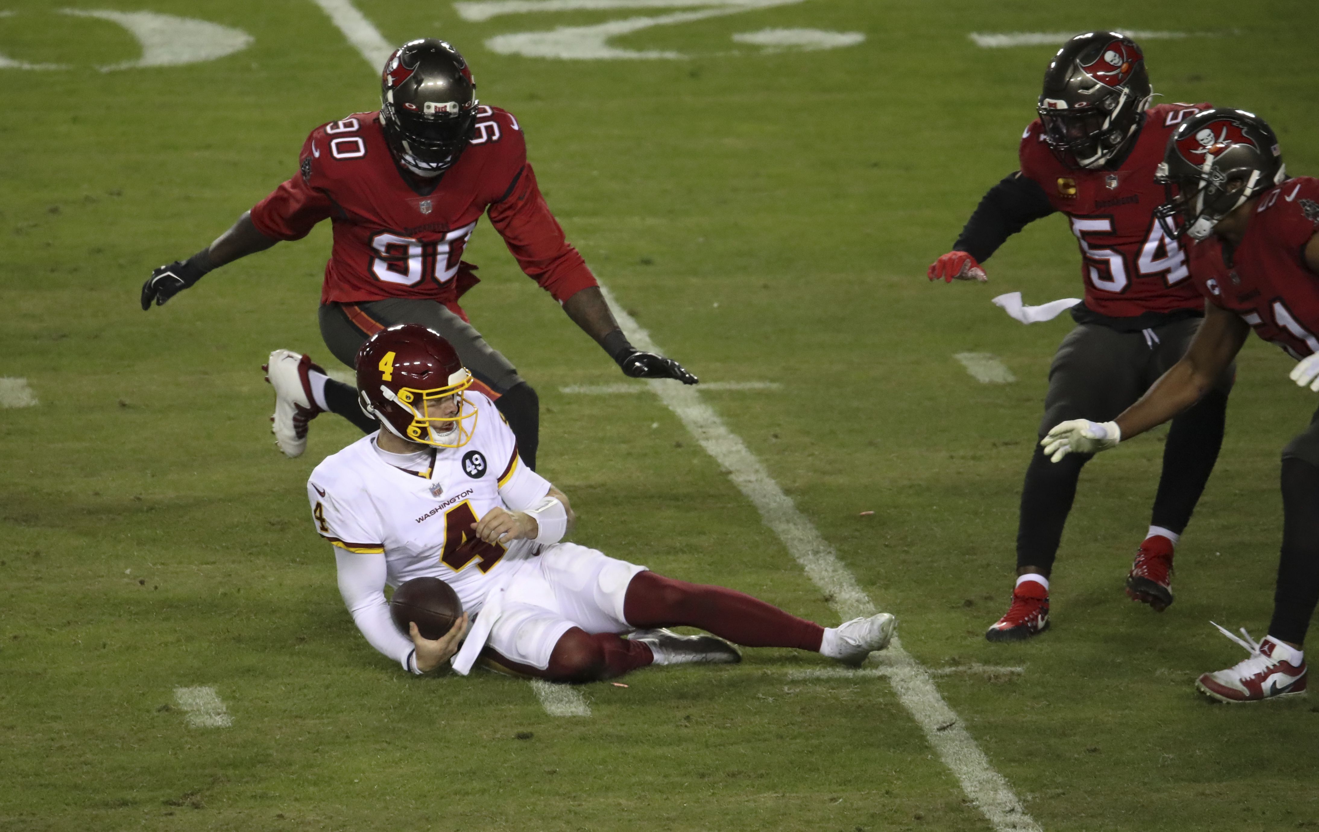 Landover, United States. 09th Jan, 2021. Tampa Bay Buccaneers wide receiver Antonio  Brown (81) celebrates with wide receiver Scotty Miller (10) after Brown  scored a 36-yard touchdown against the Washington Football Team