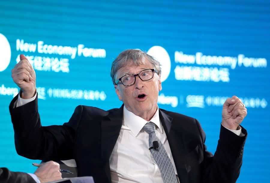 Bill Gates, Co-Chair of Bill & Melinda Gates Foundation, attends a conversation at the 2019 New Economy Forum in Beijing