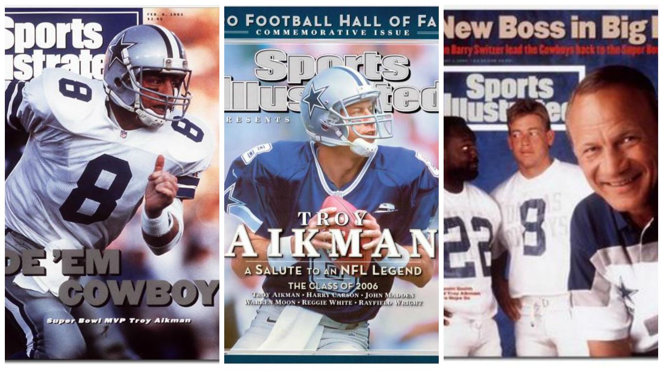 1989 Sports Illustrated DALLAS COWBOYS Troy AIKMAN 1st Cover Lot of 4 SB  XXVII