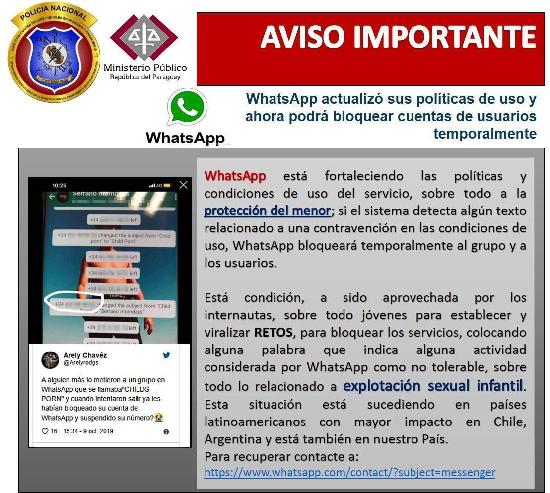 La Nación / Pornografía infantil: Fiscalía advierte sobre bloqueo de  Whatsapp