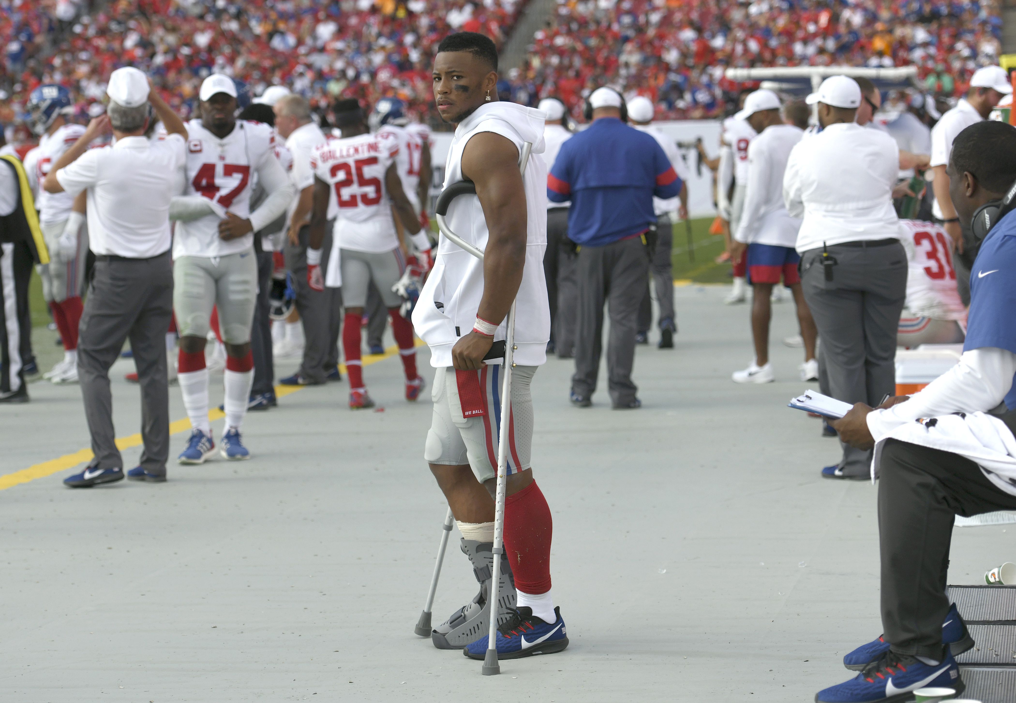 giants: Saquon Barkley: New York Giants' running back gives ankle