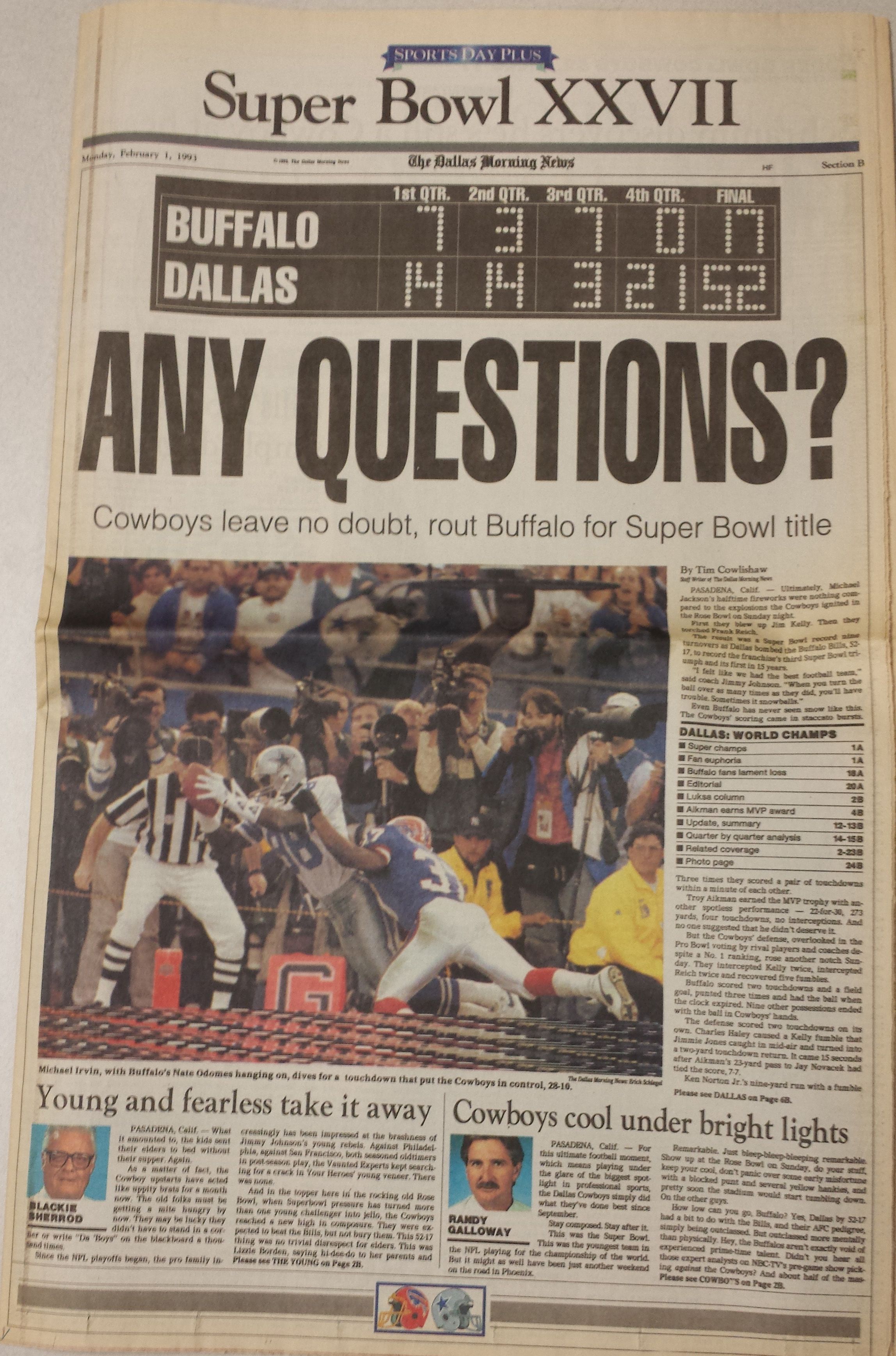 Flashback: Relive the Cowboys' 52-17 blowout of the Bills in Super Bowl  XXVII