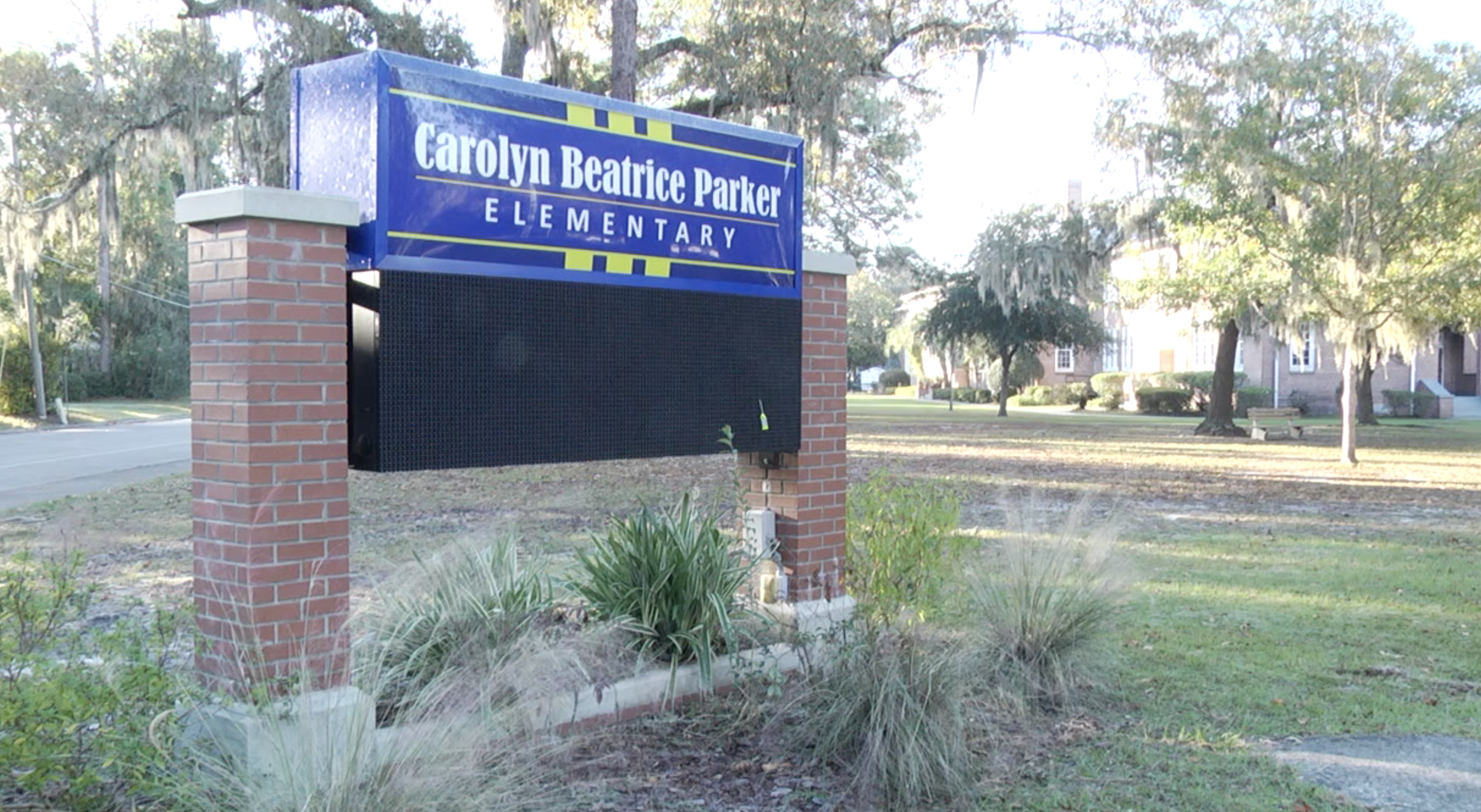 Sign goes up at Carolyn Beatrice Parker Elementary School