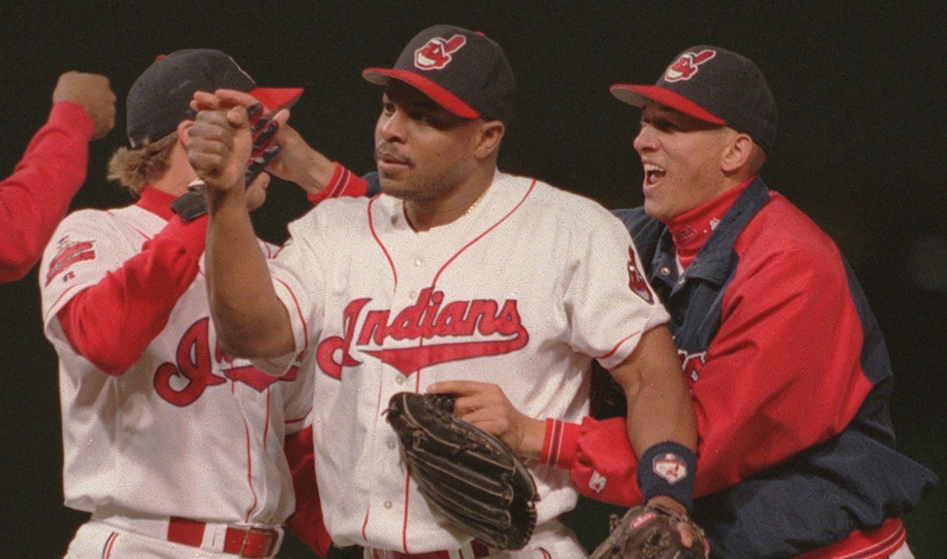 Albert Belle enjoys a laugh-filled reunion with the Cleveland Indians