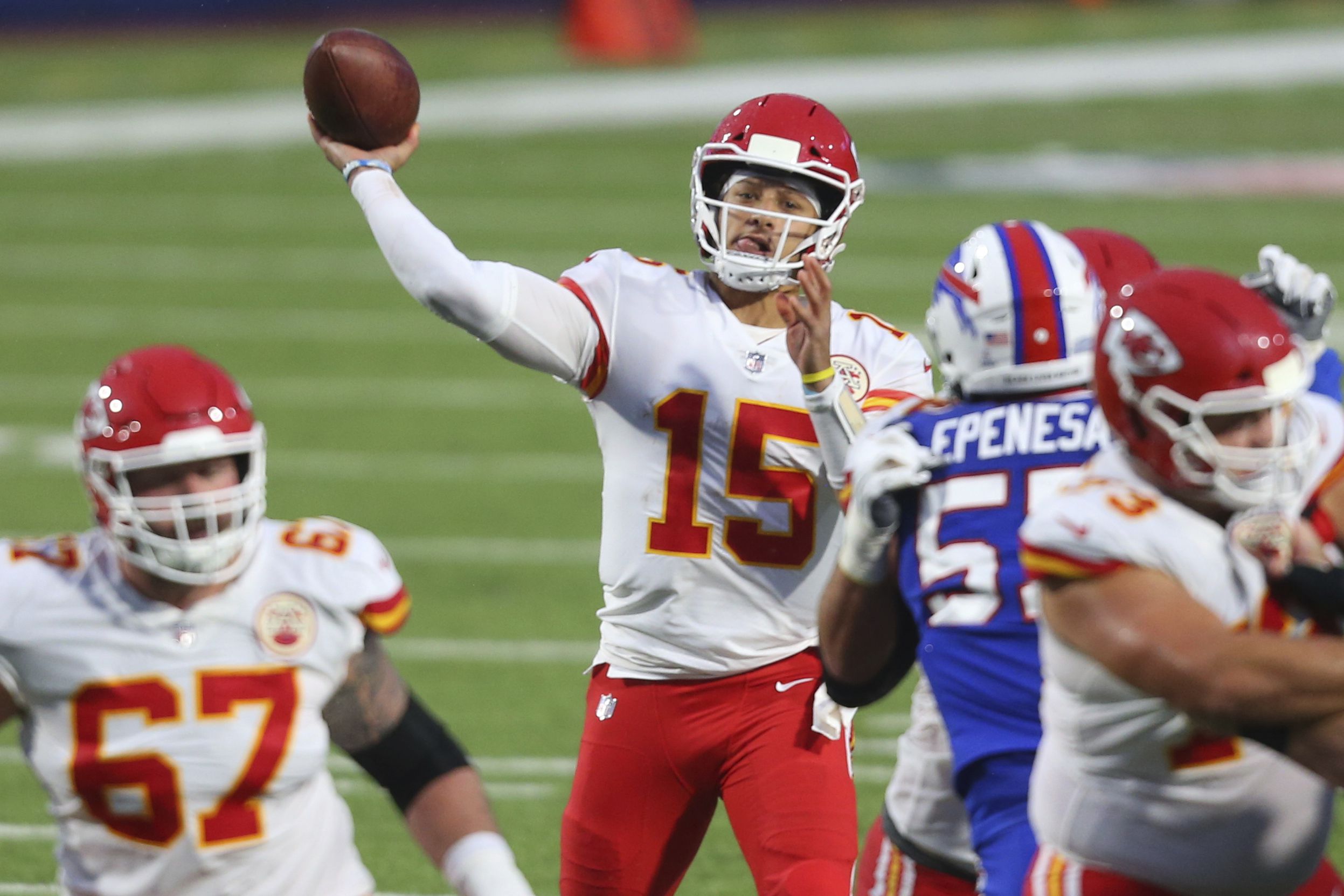 Video: Josh Allen tosses ball at Alex Okafor after late tackle