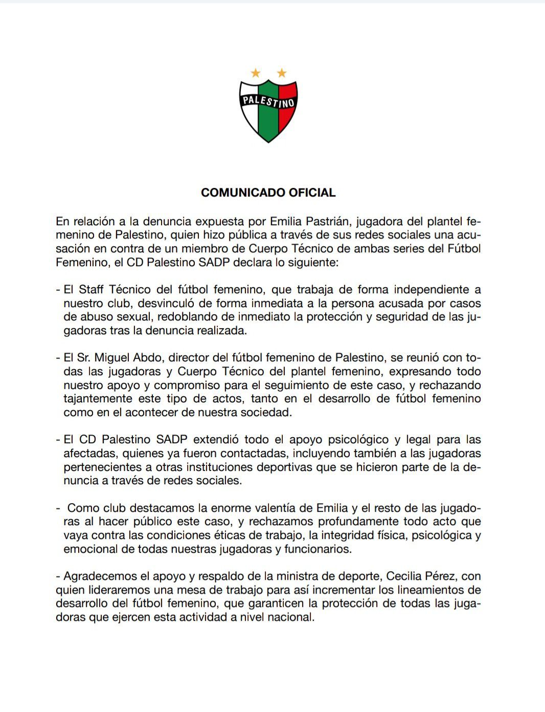 Comunicado Palestino