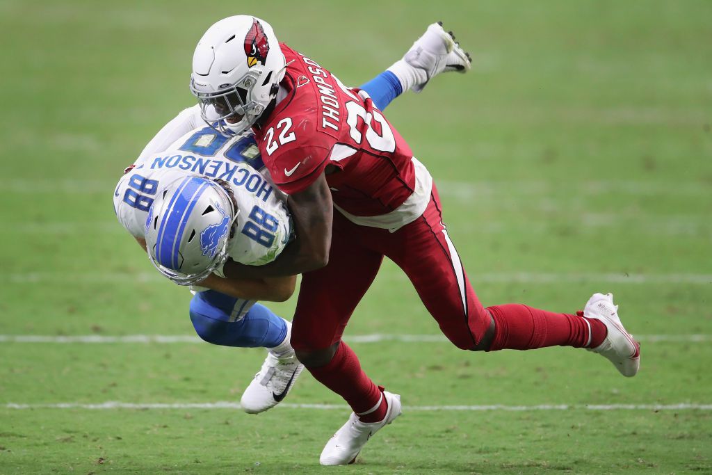 TEMPE, AZ - JUNE 02: Arizona Cardinals safety Deionte Thompson (22) looks  on during the Arizona Card