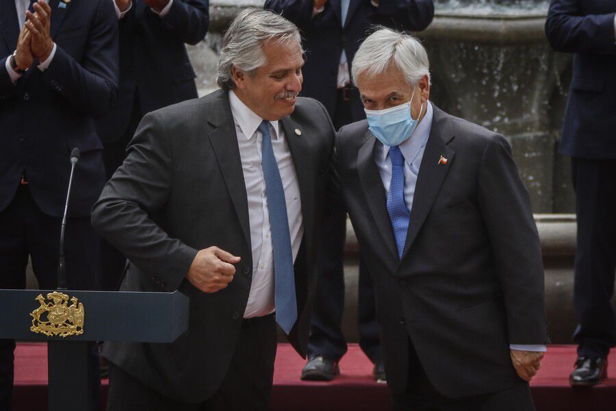 Los presidentes Alberto Fernández y Sebastián Piñera