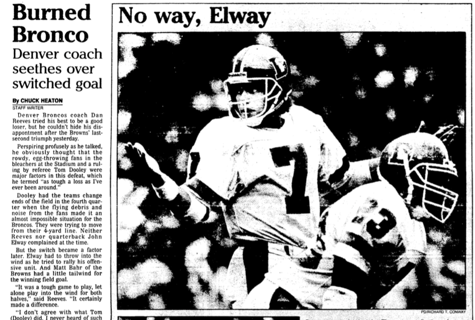 When home field advantage (flying debris) helped Browns beat Broncos in  1989: Browns Flashback 