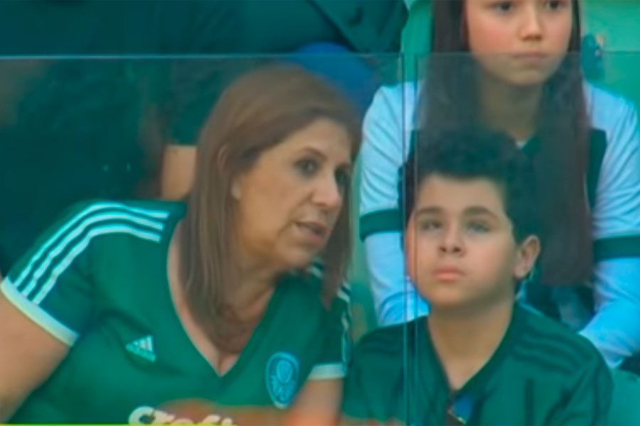 Palmeiras. madre, niño, ciego