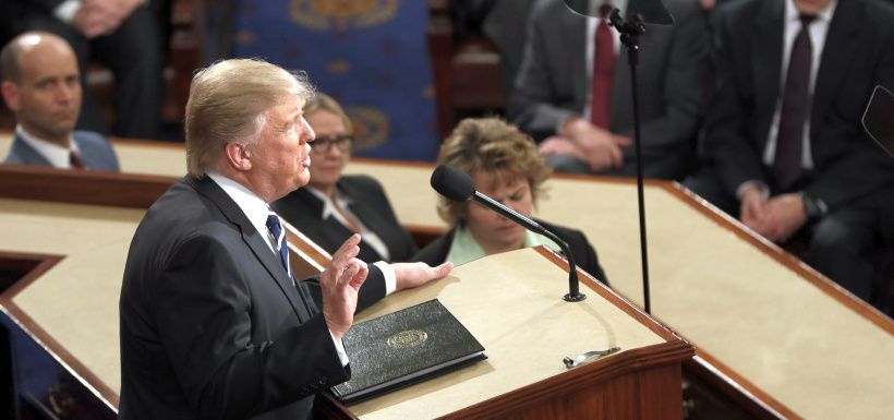 President Donald Trump addresses a joint session of Congress on Capit