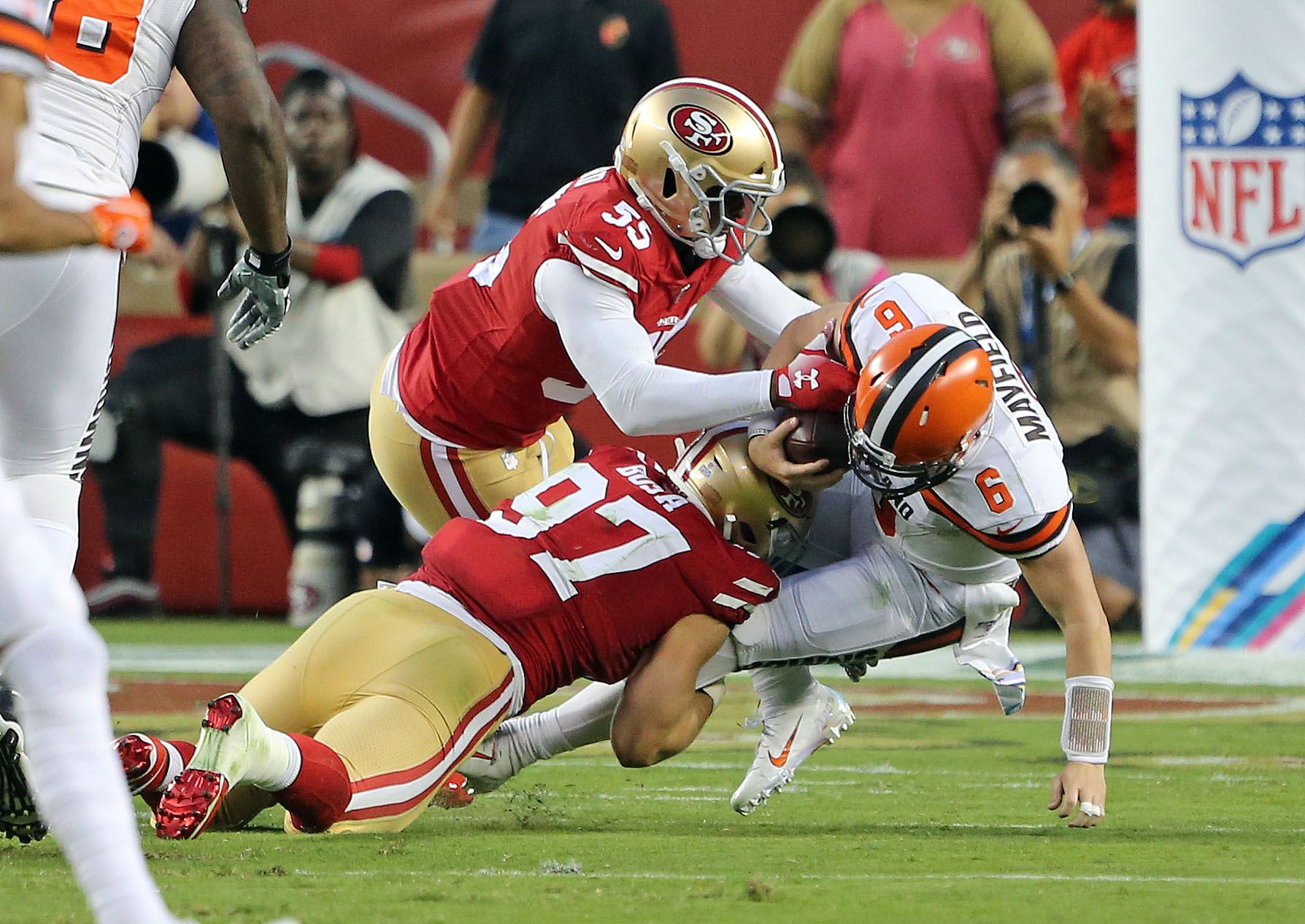 Former Buckeye Nick Bosa taunts Baker Mayfield with fake flag plant: 'He  had it coming'