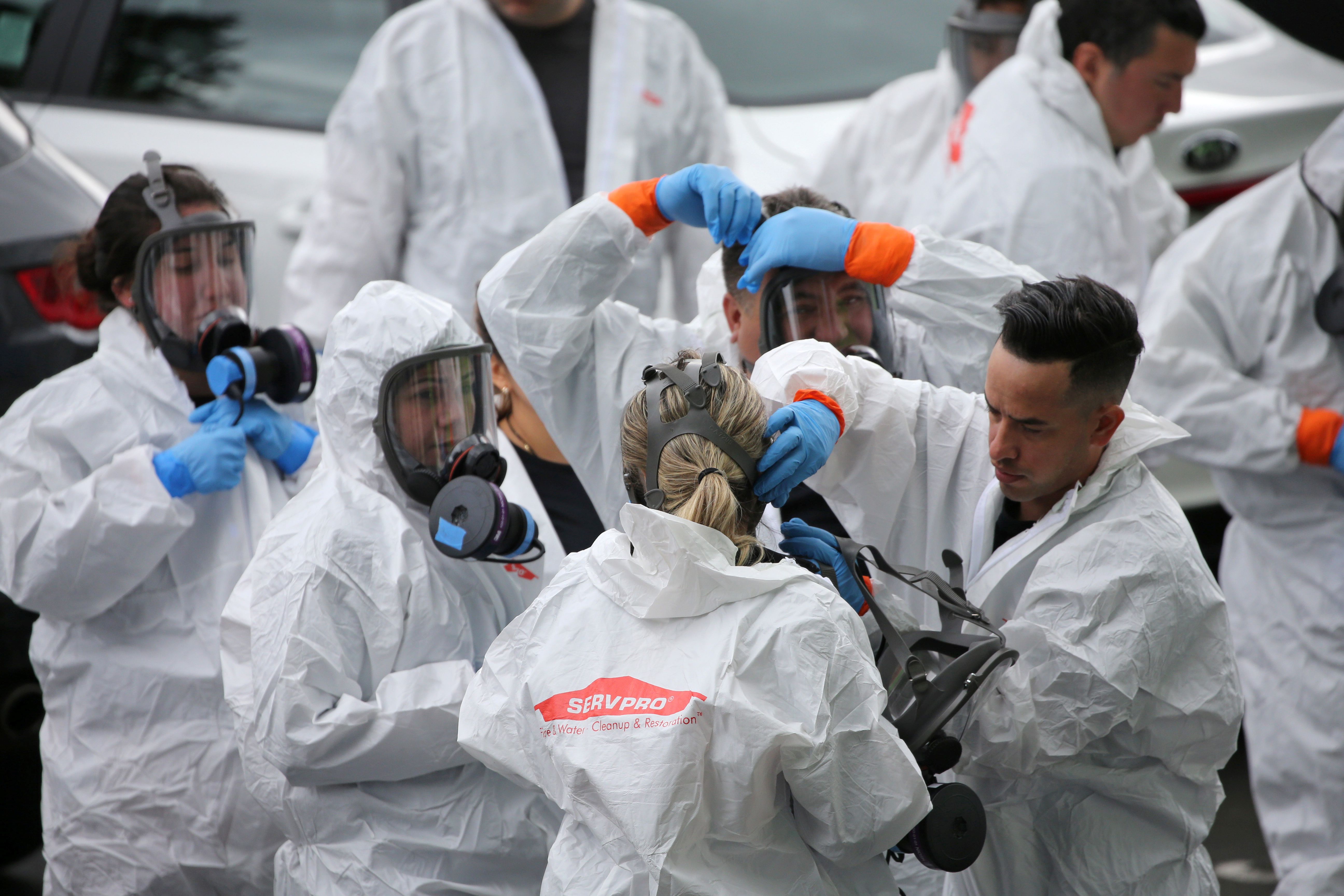 Clean up crews at the Life Care Center of Kirkland in Washington