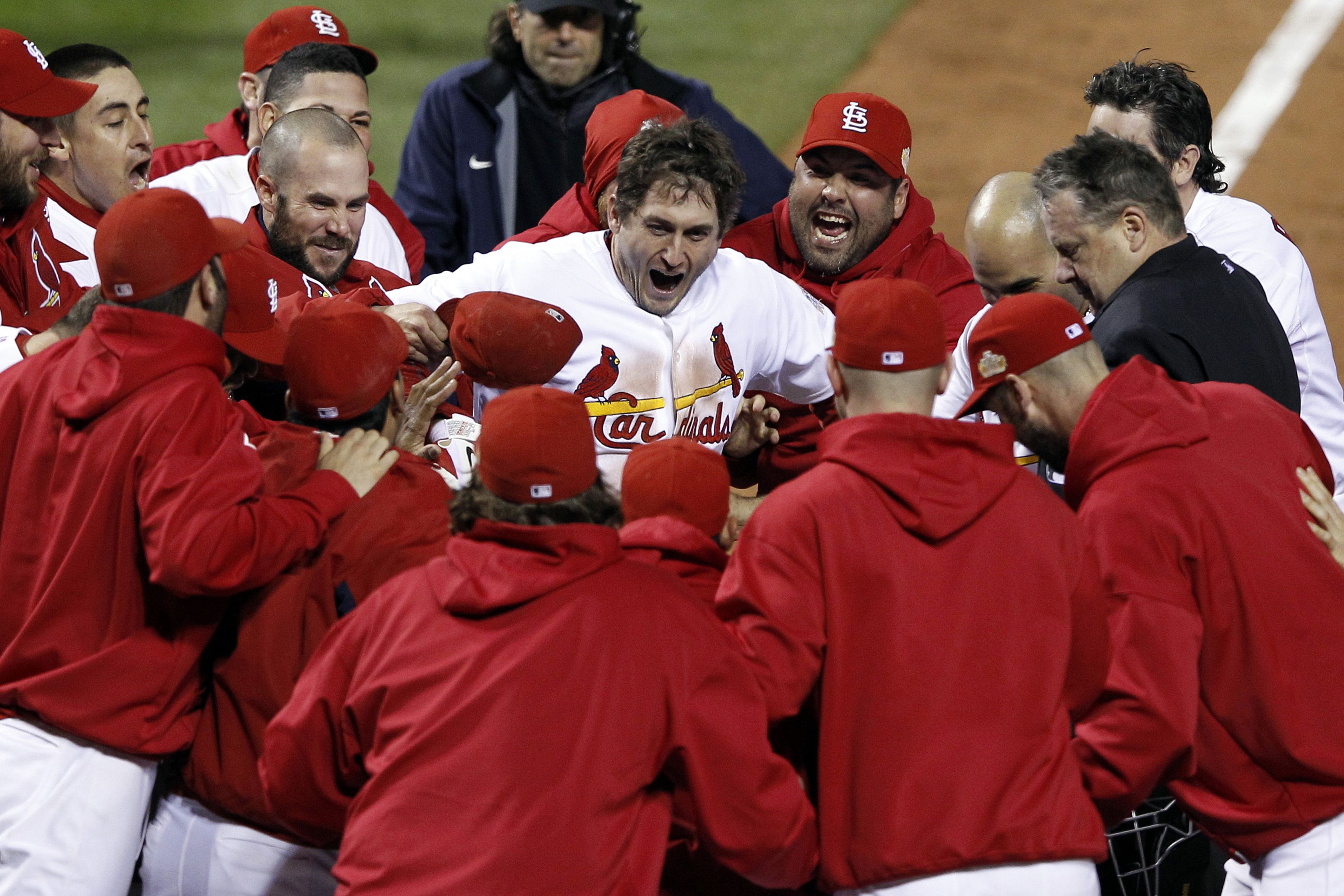 St. Louis Cardinals David Freese connects for a solo walk off