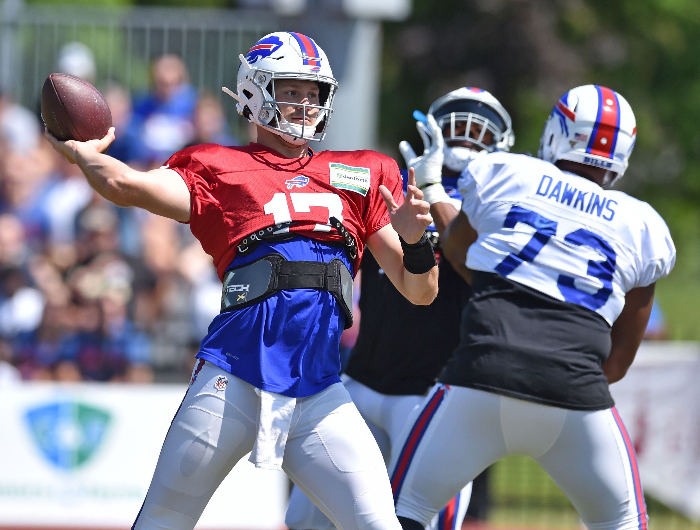 Buffalo Bills quarterback Josh Allen on-point in practice