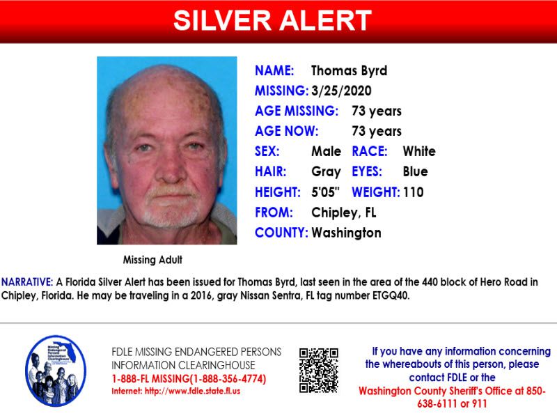 Florida Silver Alert issued for Washington County canceled