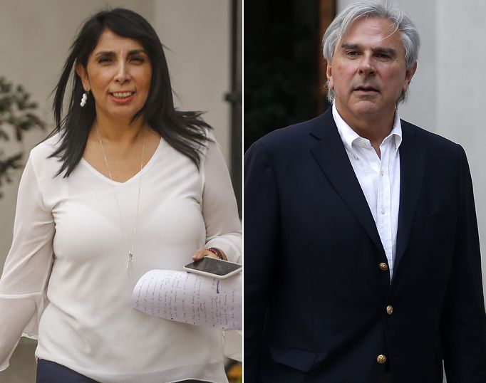 La ministra vocera, Karla Rubilar y el senador UDI, Iván Moreira.