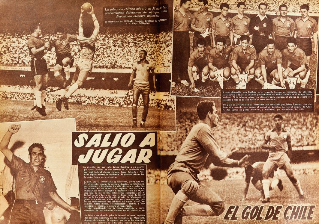 Brasil 1 Chile 1, 1955, Maracaná. Revista Estadio