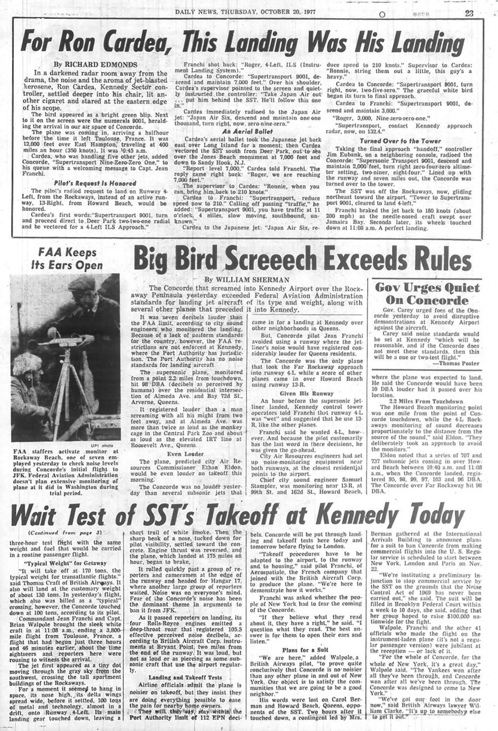 11/1977 ARTICLE 2 PAGES CONCORDE SUPERSONIC AIRLINER JFK AIRPORT NEW YORK 