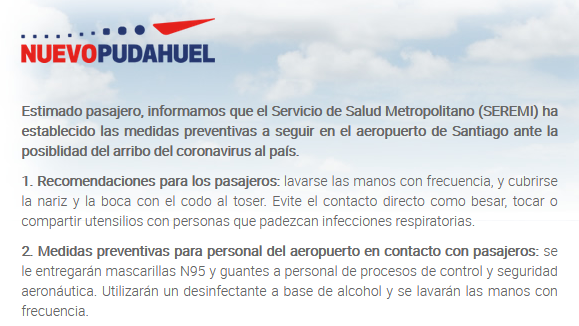 Recomendaciones Aeropuerto Nuevo Pudahuel