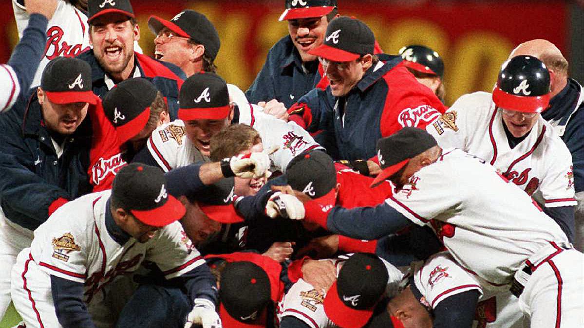 Majestic Atlanta Braves BOBBY COX 1995 World Series Baseball Jersey WH –