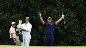 Watch Jon Rahm aces hole at Masters practice round with water skipping shot KIRO 7 News Seattle