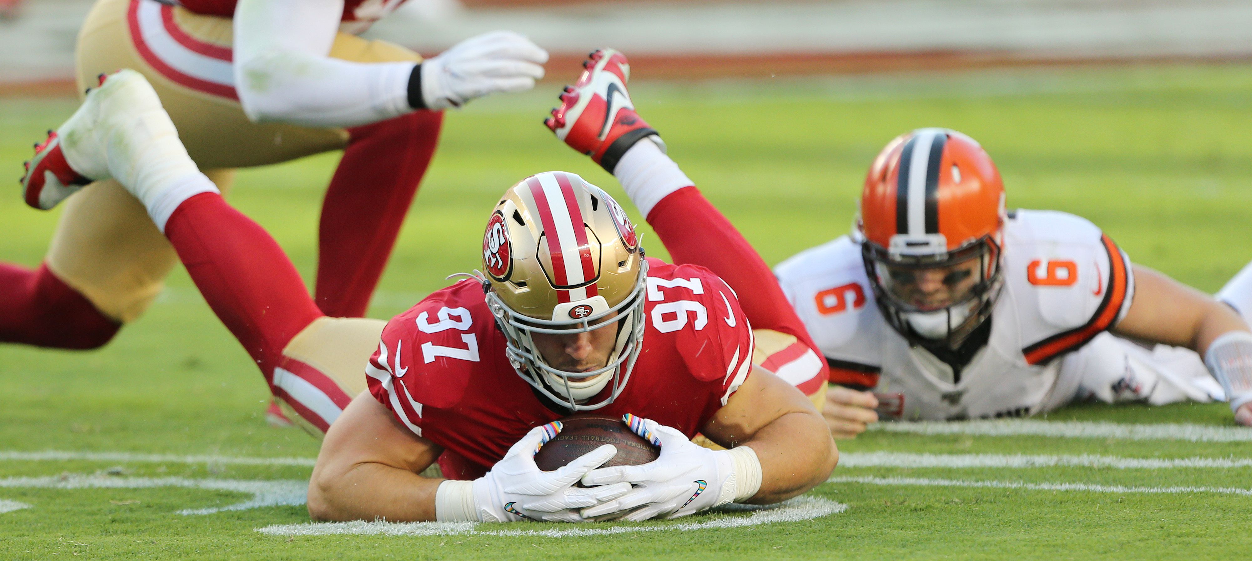 49ers' Nick Bosa gets 'payback' with fake flag plant after Baker