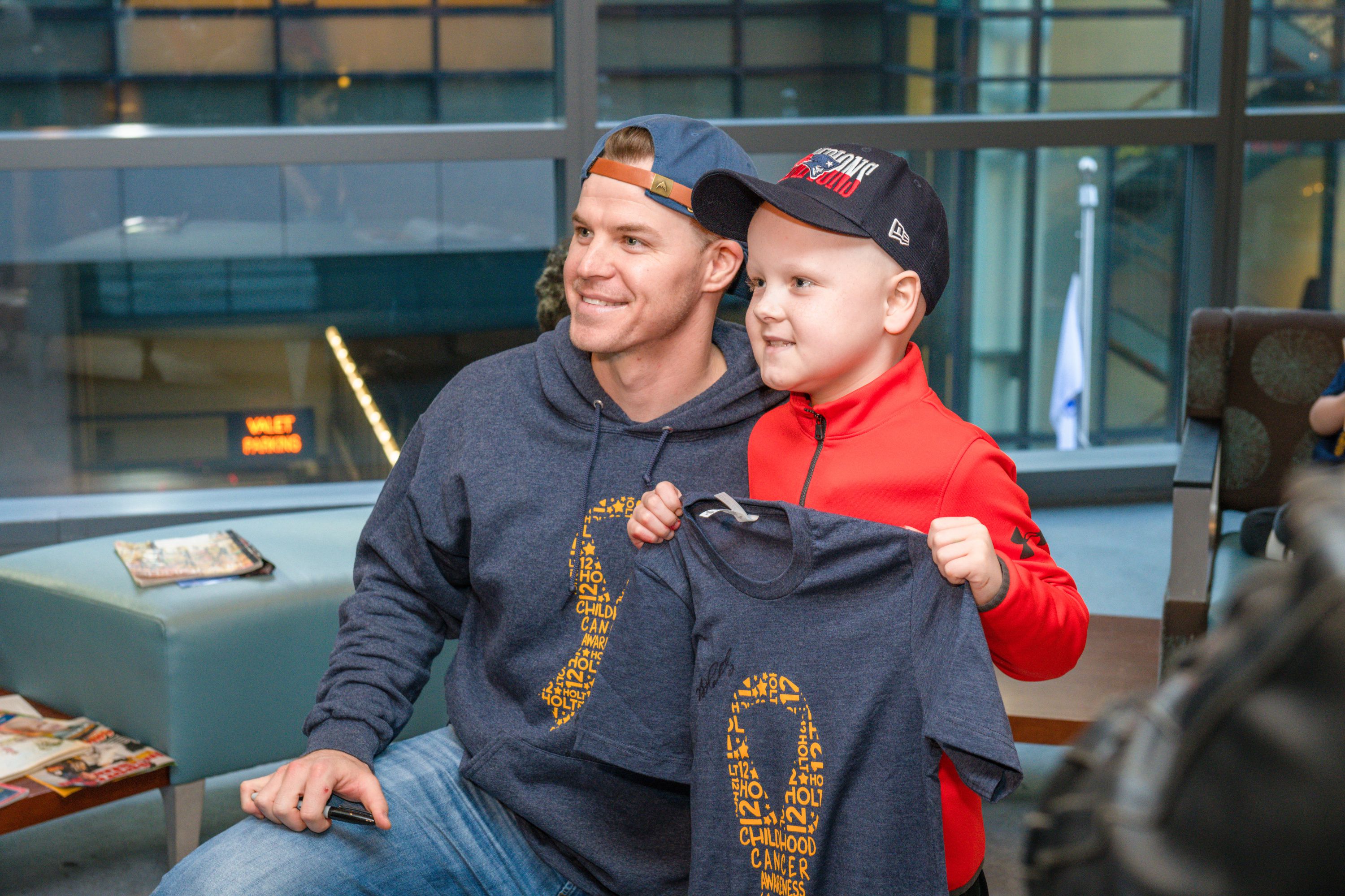 Sox player Brock Holt swings by Jimmy Fund Clinic - The Boston Globe