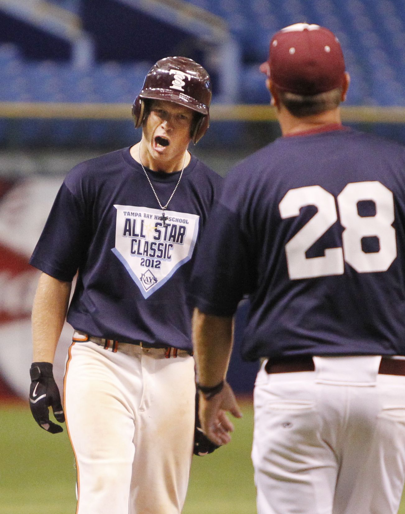 St. Petersburg, FL. USA; Tampa Bay Rays right fielder Brett Phillips (35)  was all smiles while being interviewed by Bally's Sports reporter Tricia Wh  Stock Photo - Alamy